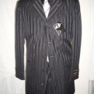 Black Gangster Ton On Ton Shadow Pinstripe Fashion Long Zoot Suit