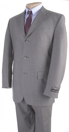 Mens Light Gray Pinstripe 3 Buttons Dress Suit