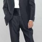 Black 3 Button Tuxedo Super 140's Wool Jakcet + Pants + Shirt + Bow Tie + CUMMERBUNDS