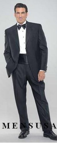 Black 3 Button Tuxedo Super 140's Wool Jakcet + Pants + Shirt + Bow Tie + CUMMERBUNDS