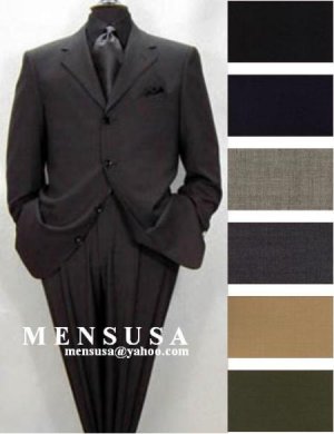 Highest Quality 4 Buttons No Vent Solid Colors Pleated Pants 1 Worsted Wool