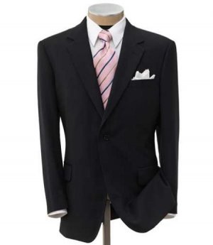 Men's 2 Button Liquid Black Super Wool Center Vent Dress Suit