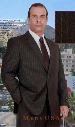 Men's Two Button Style Brown Pinstripe Super 140's Wool Suit (Jacket&Pants)