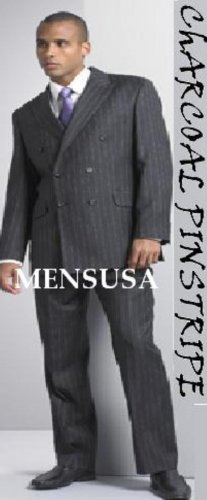Mens Charcoal Pinstripe Double Breasted Super 150's Wool