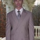 CLASSIC DOUBLE BREASTED SOLID COLOR TAN MENS SUIT