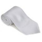 White 100% Silk Solid Necktie With Handkerchief
