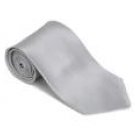Silver 100% Silk Solid Necktie With Handkerchief