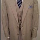 2 Button Solid Tan Vested Suits