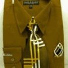 Mens Brown Dress Shirt Tie Set