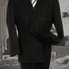 Mens Double Breasted Black with White Stripe Suit