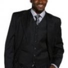 Mens 3-button High High Vested 3 Piece Dress Suit Pleated Pants