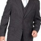 Mens Charcoal Gray Pinstripe 2 Button Vested 3 Piece Suit