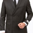 Center Vent Double Breasted Peak Lapel Slim Cut Fit Flat Front Pants Grey Suit