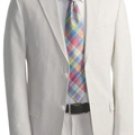 Mens Two Button Vented Sky Blue Seersucker Suit