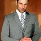 Unique 2PC 3 Button Solid Gray Mens Suit