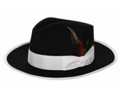 Men's Black & White Fedora Hat