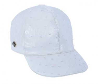 Los Altos White Genuine Ostrich Baseball Hat
