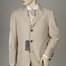 Tan Double Vent Super 120's Wool Mens Dress Buienss 3 Buttons Suits