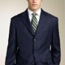 Mens Navy Blue Stripe 3 Buttons Super 140's Suit