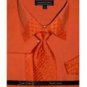 Mens Orange French Cuff Dress Shirt with Matching Tie and Hanky