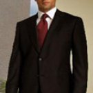 2 BUTTON SOLID COLOR BROWN SHARK SKIN MENS SUIT CENTER VENT BACK JACKET STYLE WITH 1 PLEATED PANTS