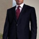 2 BUTTON SOLID COLOR NAVY SHARK SKIN MENS SUIT CENTER VENT BACK JACKET STYLE WITH 1 PLEATED PANTS