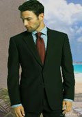 2 BUTTON SOLID COLOR BLACK MENS SUIT CENTER VENT BACK JACKET STYLE WITH 1 PLEATED PANTS
