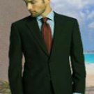 2 Button Solid Color Navy Mens Suit Center Vent back jacket style with 1 pleated pants
