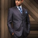 Mens Slim 2 Button Navy Vested Suit Comes With Free Shirt & Tie