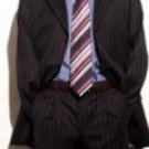 Mens Black With Fainted Burgundy Pinstripe 4 Buttons High Real Suit