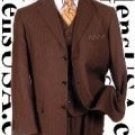Nicest Brown Ton On Ton Shadow Pinstripe Vested 3 Buttons Mens Suits