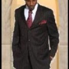 Mens Black & Red Dress Pinstripe 3 Buttons Suit