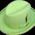 Godfather New Mens Lime Green 100% Wool Dress Hat