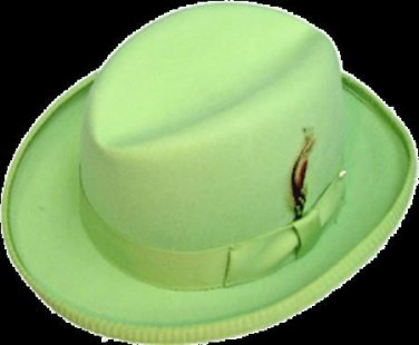 Godfather New Mens Lime Green 100% Wool Dress Hat