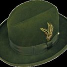 Godfather New Mens Olive Green 100% Wool Dress Hat
