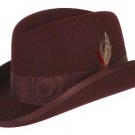 Godfather New Mens Burgundy 100% Wool Dress Hat