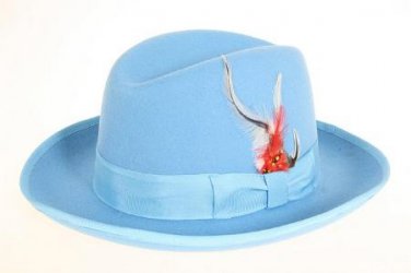 Ferrecci Men'S Sky Blue Wool Felt Fedora