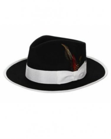Men'S Black & White Fedora Hat