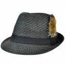 Dark Gray Black Large Xlarge Straw Fedora Gangster Feather Hat