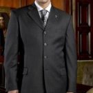 Mens Black Pinstripe 4 Buttons  Non Back Non Back Vent Coat Style Coat Suits Double Pleat