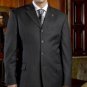 Mens Black Pinstripe 4 Buttons  Non Back Non Back Vent Coat Style Coat Suits Double Pleat