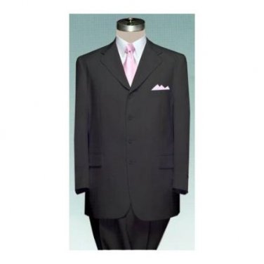 Men'S 4 (Four) Button Single Breasted Black Double Pleated Fully Lined Suit