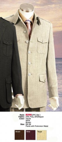 Style Comes In Taupe Or Brown Or Wine Military Safari Style Suit