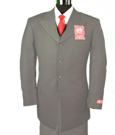 Men'S Superior 150'S Polyester/Viscose Wool Feel 3 Piece Side Vent/Peak Lapel Suits Charcoal