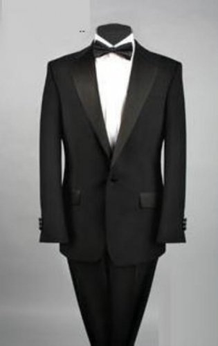 Cheap One Button Black Tuxedo Polyester Blend