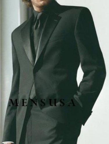 High Quality Umo 1-Button Super 140'S Wool Tuxedo Suit +Black Shirt+Black Tie