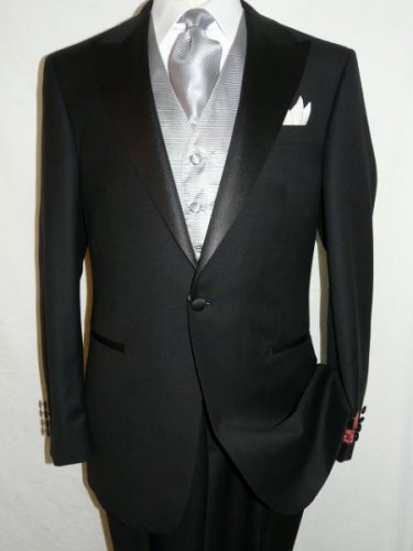 Black Tuxedo 100% Wool Super 140'S Suit