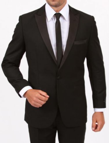 Slim Fit 1 Button Black Tuxedo