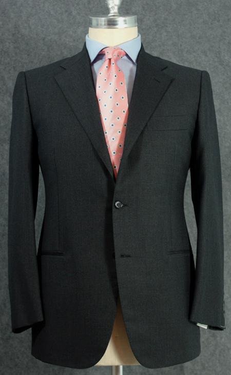 Men'S 2 Button Darkest Charcoal Gray Dress Wool Suit