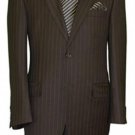 Men'S Two Button Style Brown Pinstripe Super 140'S Wool Feel Poly~Rayonsuit (Jacket&Pants)